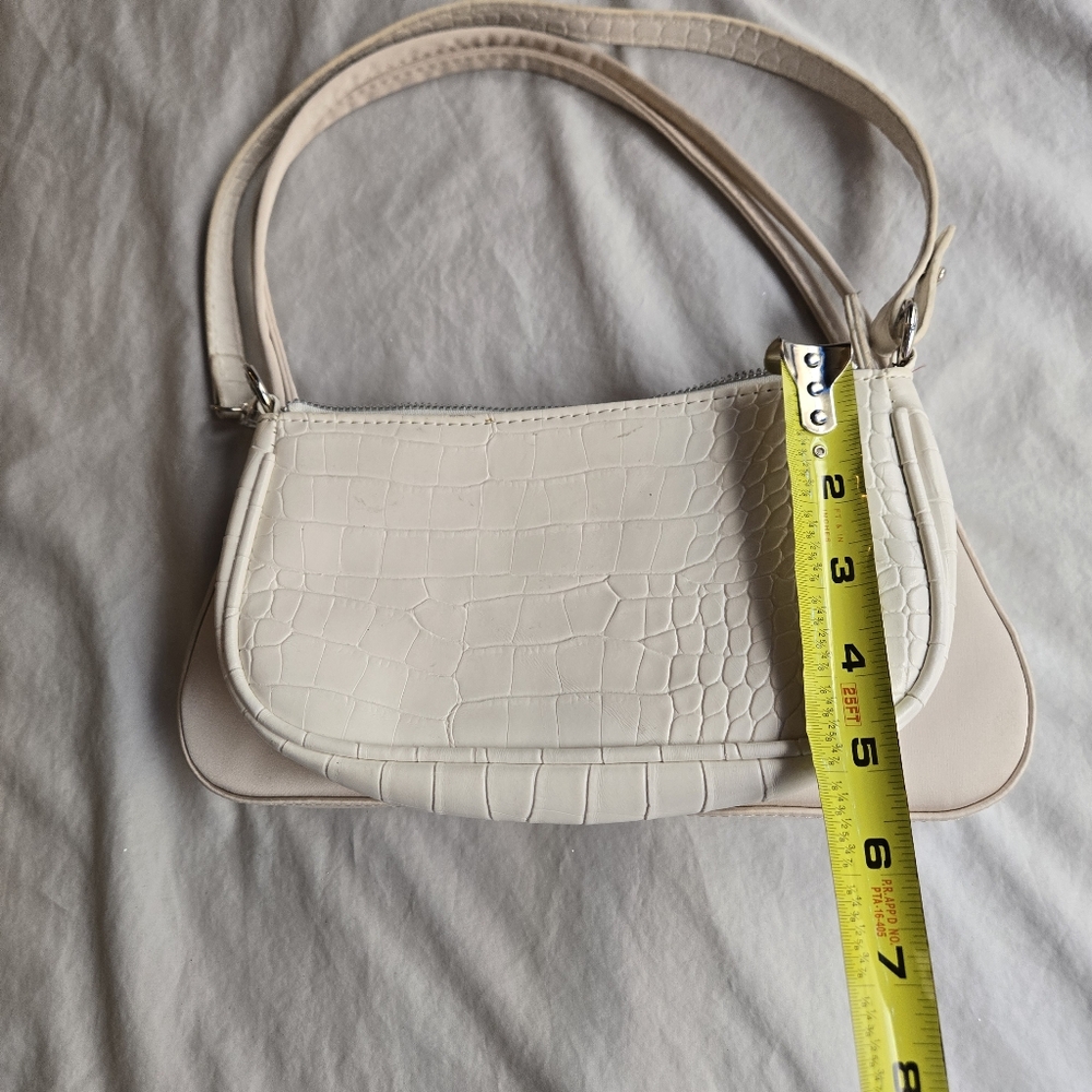Set 2: Ivory Mini Purse shoulder bags - alligator & satin zip top 90s y2k - Picture 7 of 8